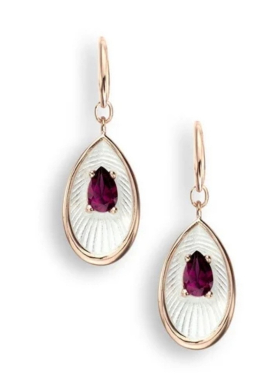 Rose Gold Teardrop Earrings with Rhodolite Garnet